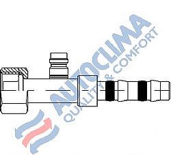 Ρακόρ θηλυκό Νο8-10 00 Frigoclic με βαλβίδα πλήρωσης υψηλής R134a (στεγανοποίηση στη σωλήνα με πλατύ λάστιχο)